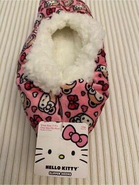 Hello Kitty Pink Plush Kids One-Piece Slipper Socks